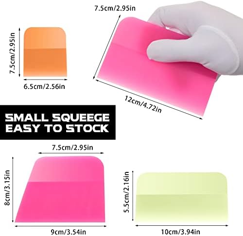 4 Pcs PPF Squeegee Soft Silicone Rubber Scraper, Anti Scratch TPU Coating Scraper for Car Vinyl Paint Protection Film Installation, Vinyl Wrap and Window Tint Windshield Glass Cleaning Kit, 4 Sizes