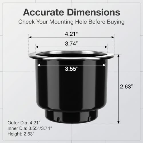 2PCS Car Cup Holder Insert, Recessed Plastic Cups Drink Can Holders, Universal Chrome Drop in Cups Holders for Most Cars, Trucks, SUVs (Black)