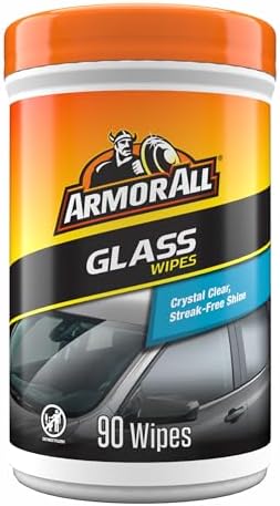 Armor All Car Glass Wipes, Auto Glass Cleaner, 90 Count | Ammonia-free window cleaner wipes safe on tinted glass; remove filmy residue, fingerprints, and bugs