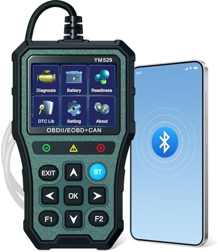 AMTIFO OBD2 Scanner Bluetooth Diagnostic Tool - iOS/Android Compatible, Real-Time Data, Battery Tester, Plug and Play, Emissions Readiness for Car Owners & Mechanics(Army Green)