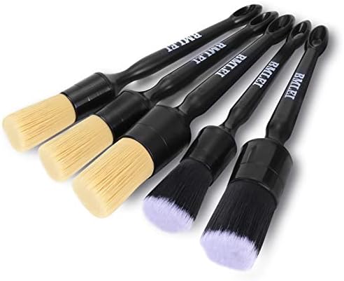 BMLEI 5pcs Car Detailing Brushes Set, Boars Hair Auto Car Detail Brush Kit