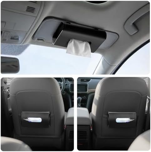 4 Pack Tissue Box Holder for Car - Sun Visor Napkin Holder Backseat Tissue Case Premium PU Leather Backseat Napkin Rectangle Organizer Vehicle Interior Accessories Universal for Car
