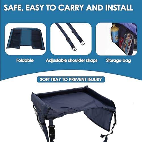 Kids Travel Tray for Car Seat - Toddler Road TripEssentials with Drawing Kit, Lap Desk Organizer for Car &Airplane