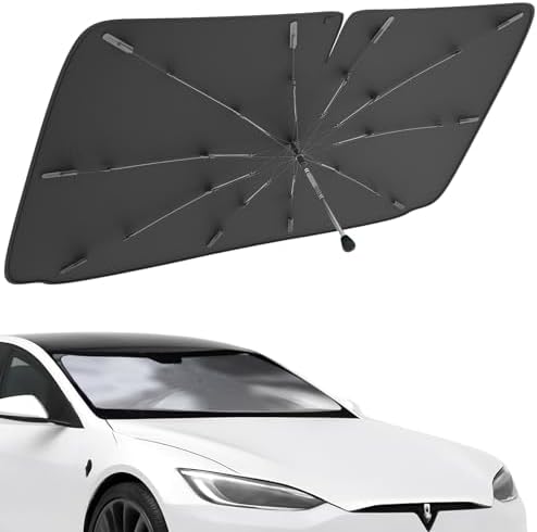 Car Windshield Sunshade Umbrella – Sun Shade for car Windshield Blocks UV Rays & Heat, Keeps Interior Cool, Foldable Sun Visor Cover with Fit for Front Windows(56" L x 31" W) Ideal for Most sedans.