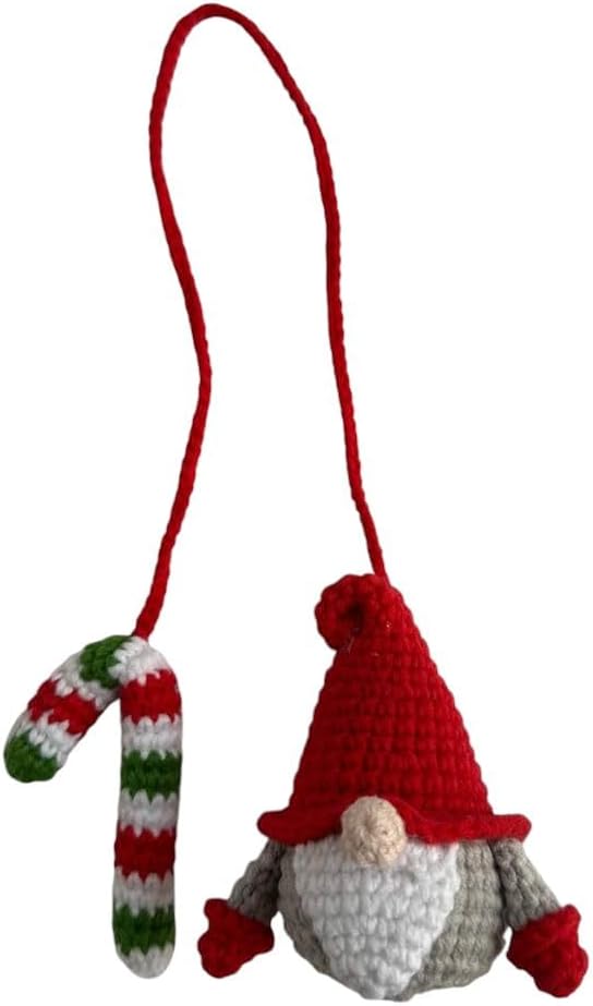 Crochet Christmas Car Mirror Hanging, Knitted Handmade car Mirror Charm, Crochet Gift, Car Accessories for Women, Cute Car Decor, Christmas House Decor (Cute Winter Gnom)