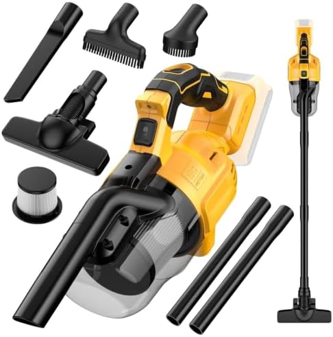Cordless Vacuum Cleaner for De-Walt 20V Battery,100 AW Handheld Vacuum Cleaner with Washable HEPA Filter,55CFM Portable Shop Vacuum for Car/Pet Hair/Carpets/Hard Floors(No Battery)