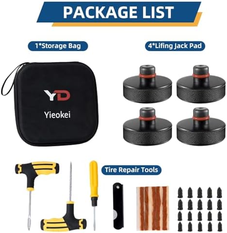 Tesla Jack Pads for Model Y/3/S/X 2016 to 2026 with Tire Repair Tools Kit