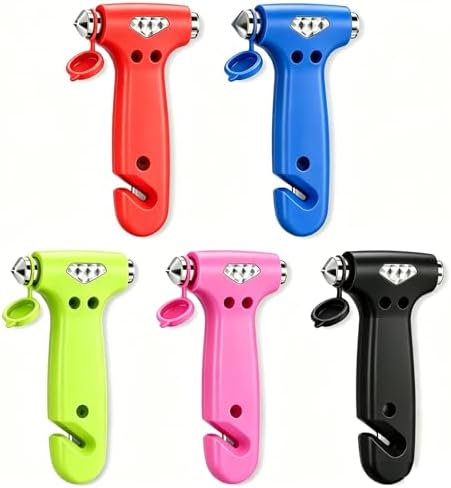 VZZNN 5-Pack Car Safety Hammer, 2-in-1 Window Breaker Seatbelt Cutter