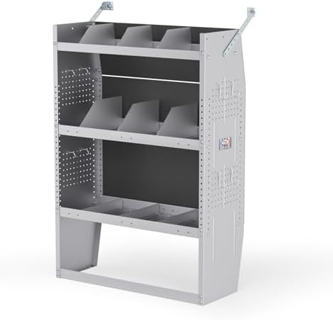 AA Products Inc. SH-4603 Steel Low/Mid/High Roof Van Shelving Storage System Fits Transit, GM, NV, Promaster and Sprinter, Contoured Shelving Unit, 32" W x 46" H x 13" D
