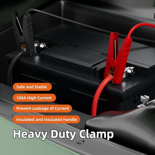 RVBOATPAT 6FT Jumper Cable Clamps Compatible with Dewalt 20V Power Wheel Battery Adapter Battery Jumper Starter for Car Jump Starting Using Tool