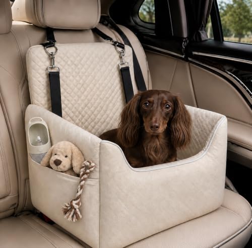 ALL GOOD PET SUPPLIES Dog Car Seat for Small/Medium Dogs Under 35lbs | Soft Memory Foam Booster Car Seat with Detachable Washable Cover and Cushion, Puppy Dog Car Bed