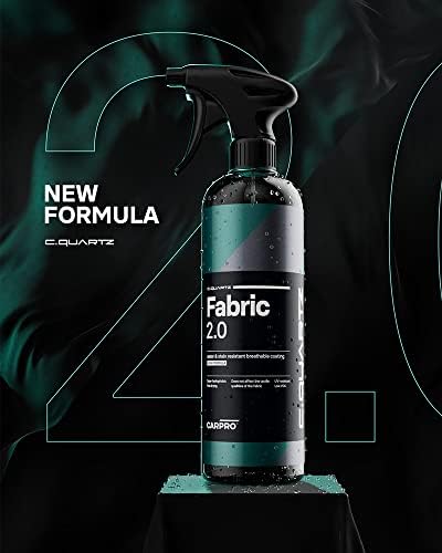 CARPRO CQUARTZ Fabric 2.0 - Upholstery Fabric Protector, Super Hydrophobic Repels Water, Stain Resistant, Resist UV Fading, Up to 12 Months, Convertible Tops, Carpets, Low VOC - 100mL (3.4oz)