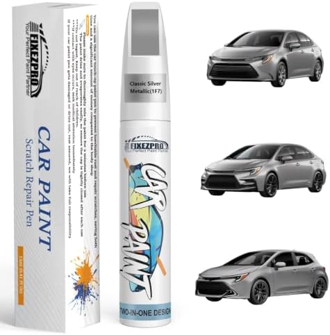 1F7 Classic Silver Metallic Car Touch Up Paint for Toyota, Color Match Auto Paint Repair Pen,Professional Car Scratch Repair Remover Pen Quick Drying, Easy to Use and Fix