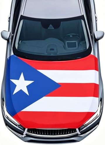 1 Pack Puerto Rico Flag Car Hood Cover 250th Anniversary Weatherproof Car Cover with Adjustable Elastic Straps 63 x 47 Inch Universal Fit Engine Shield for Trucks Suvs All Seasons Outdoor