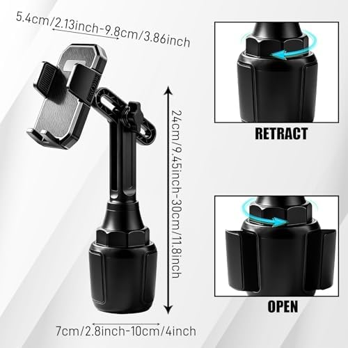 Cup Phone Holders for Your Car,Car Cup Phone Holder, Rotatable & Adjustable Long Neck Car Cup Holder Phone Mount, Auto Interior Smartphone Expander Mount Accessories for Most Vehicles