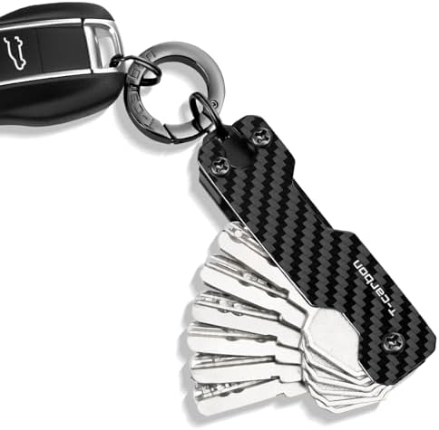 T-carbon Carbon Fiber Key Organizer, Compact Holder for 2-6 Keys, Black