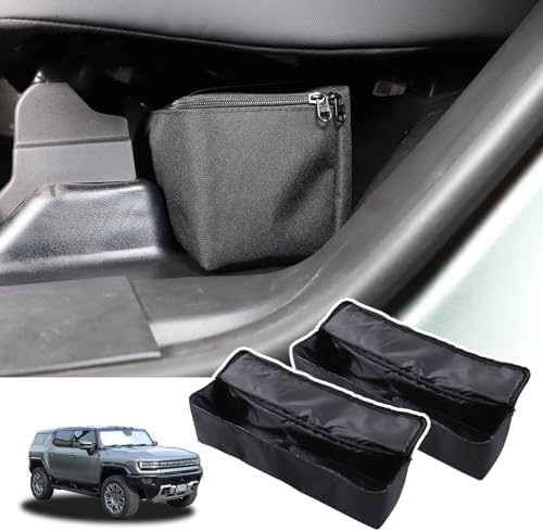 Under Seat Organizer for Hummer EV Accessories Backseat Rear Hidden Under Seat Storage Bags Portable Waterproof Foldable Storage Tool with Handle for Hummer EV SUV Pickup 2024 2025 2026 (A/2Packs)