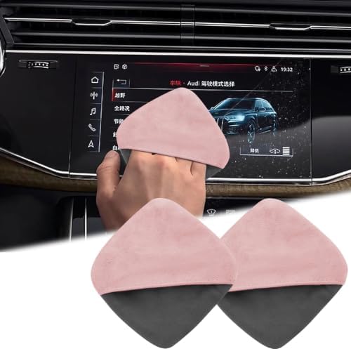 BFXM 2PCS Car Screen Cleaner, 4.1''×4.1'' Microfiber Dashboard Wipes, Square Microfiber Cloth, Automotive Display Wipes,Vehicle Screen Cleaner Tool for Dashboard Display, Car Interior Tool (Pink)