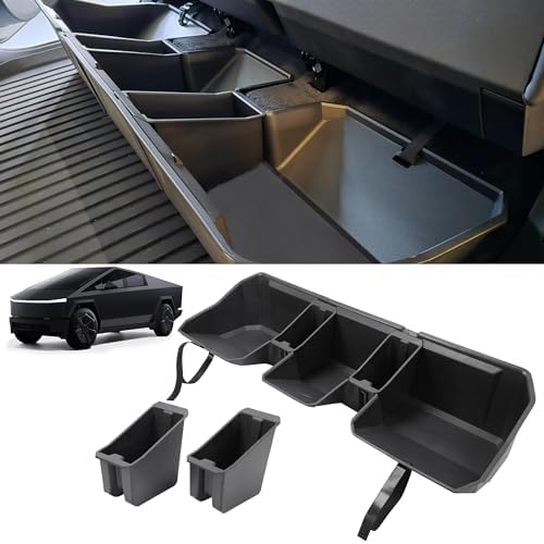 Rear Under Seat Concealed Storage Compartment Compatible with Tesla Cybertruck Accessories, Second Row Underseat Large Capacity Organizer [Interior Accessories], Black