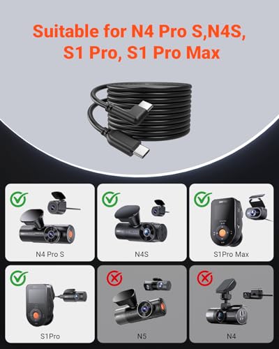 VANTRUE 29.5ft Rear Camera Extensive Cable for N4 Pro S,N4S,S1 Pro(Max)
