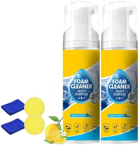 Powerful &amp; Multipurpose Car Interior Foam Cleaner, All-Purpose Rinse-Free Foam Cleaner Spray, Deep Penetration Rich Foaming Stain Remover (2 Pcs)