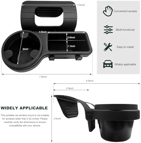 Car Window Multifunctional Storage Organizer, Vehicle Side Door Mount Storage Rack with Cup Holder & Sponge Pads, Plug & Play Car Organizer for Cell Phone Earphone Key Water Cup