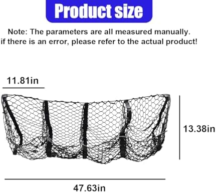 4 Pocket Truck Bed Cargo Net, Adjustable Elastic Mesh Storage Net with 4 Metal Carabiners, Universal Heavy Duty Car Grocery Holder Organizer Accessories for Pickup, SUV (Black)