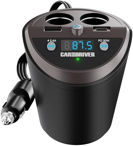 Bluetooth Car Adapter, FM Transmitter, USB-C Port, Cigarette Lighter Socket
