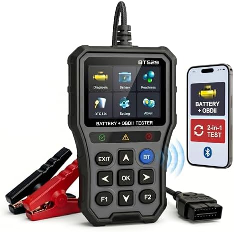 NOVEINN Bluetooth OBD2 Scanner, 2-in-1 Check Engine Code Reader & 12V Car Battery Tester, Diagnostic Scan Tool with EVAP Test, Performance & Trip Analysis, for 1996+ Cars & Trucks