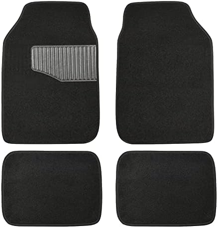 Amazon Basics Universal Fit Anti-Slip Carpet Floor Mats, Full Set for Car, SUV, Van & Truck, 4 count, Black, 25"L x 17.5"W (Front), 13"L x 17.5"W (Rear)