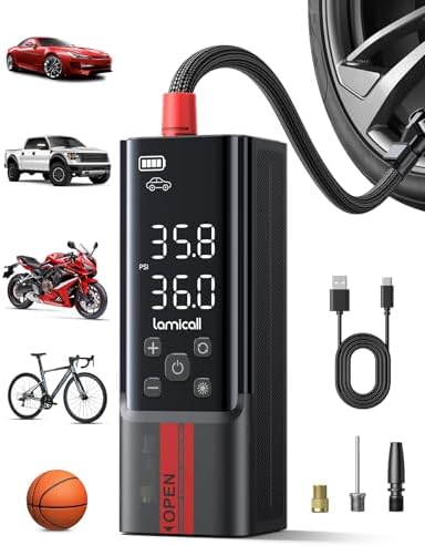 Lamicall Portable Car Tire Inflator Air Compressor 4X Faster 150 PSI
