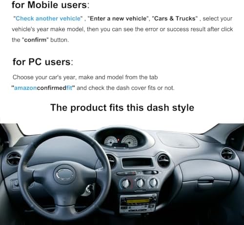 Dash Cover Mat Custom Fit for Toyota Echo (Black) K383