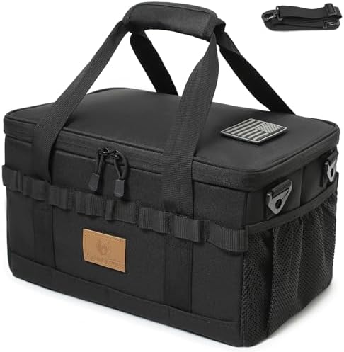 Tactical Camping Storage Bag 18L Tactical Utility Tote Bag Camping Cookware Organizer Trunk Organizer (Black)