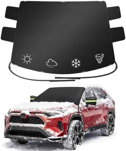 Wigoo 2026 Upgrade Car Windshield Cover for Ice and Snow, Windshield Snow Cover for Winter Snow & Frost – 600D Heavy Magnetic Anti-Hail Protector for Winter Weather, Fits Large SUVs & Trucks, X-Large