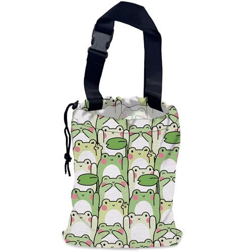 Cute Frog Car Garbage Bag,Waterproof Small Car Trash Bag Hanging Back of Seat,Drawstring Hanging Car Trash Bag with Adjustable Buckle for Car Accessories