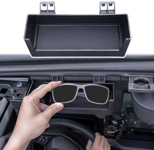 TOPINSTALL Sun Visor Sunglass Holder Compatible with 2021-2026 Ford Bronco 2/4 Door, Glasses Box Card Storage Organizer Interior Accessories 1 Pack Black(Not for Sport Model)
