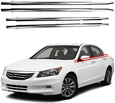 Dasbecan 4Pcs Weatherstrip Window Seal Chrome Car Window Moulding Trim Compatible with Honda Accord 2008-2012 Replaces#72410-TA0-A01 72450-TA0-A01 72910-TA0-A01 72950-TA0-A01