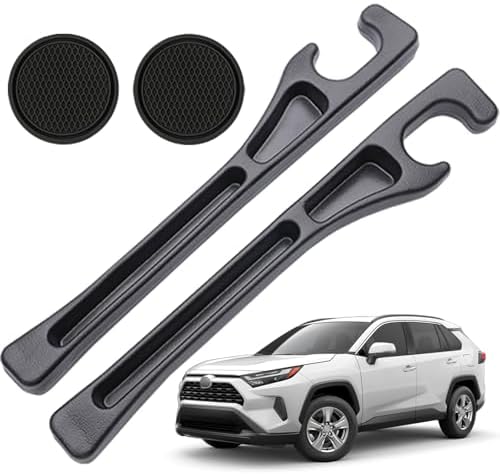 Pukonger Car Seat Gap Filler Compatible with Toyota Rav4 Accessories Seat Gap Plug Blocker with Storage Slot Organizer Non-Slip Car Cup Holder Coaster 2 Pack Black