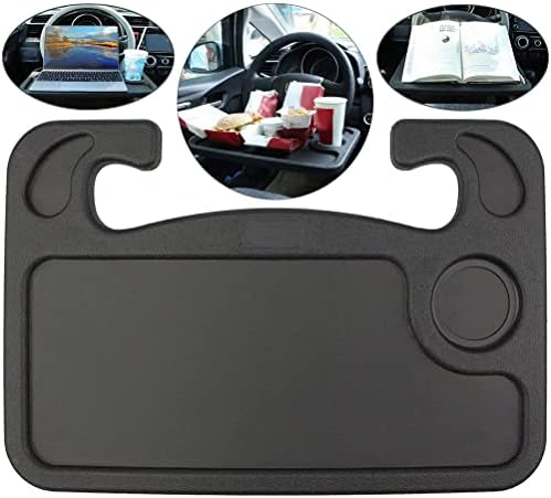 Car Steering Wheel Desk for Laptop, Multipurpose Travel Car Accessories, Car Seat Stand Trays for Eating, Steering Wheel Under Table Console (Black)