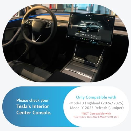 TUDIA Center Console Organizer Tray Designed for Tesla Model 3 2025/2024 (Highland) & Model Y 2025/2026 (Juniper) - [NOT Compatible with Model 3 2021-2023] Smooth Slide Storage with Silicone Lining