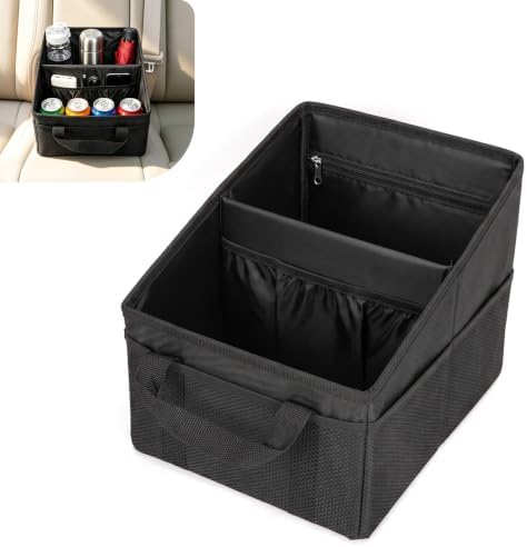 BFXM Car Organizer Back Seat, Black Collapsible Middle Seat Car Organizer