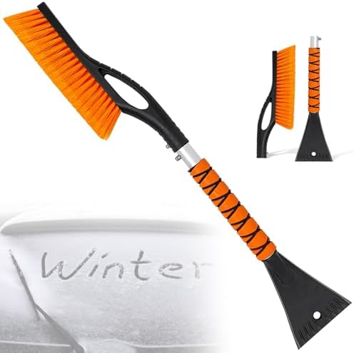 Snow Brush & Ice Scraper, 27 Inch, Ice Scrapers for Car Windshield, Detachable Snow Removal Tool with Ergonomic Foam Grip for Cars, Trucks, Suvs