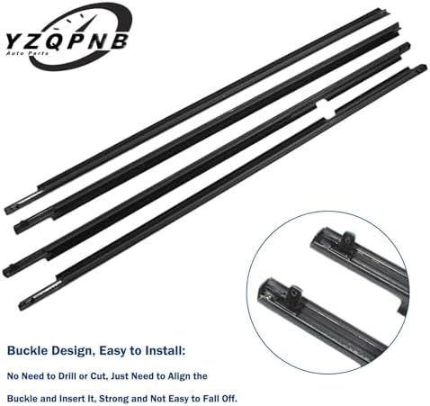 Weatherstrip Window Trim Compatible with Toyota Highlander 2008 2009 2010 Black Door Weather Stripps Molding Seal Belt Outside 4pcs