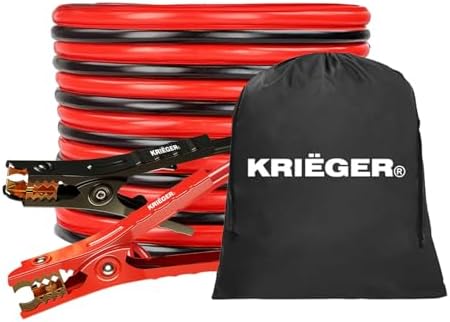 K KRIËGER Jumper Cables for Car Battery, Heavy Duty Automotive Booster Cables for Jump Starting Dead or Weak Batteries with Carrying Bag Included (16-Feet (6-Gauge)