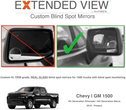 Custom GMC Sierra Blind Spot Mirrors - Compatible With 5th Gen Factory Mirrors With BSM | NXTGEN Extended View (2 Pack)