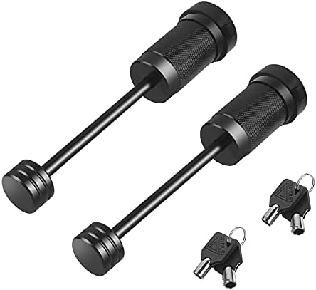 METOWARE Trailer Tongue Coupler Lock 1/4" Dia, 3-1/2" Span, Trailer Hitch Lock for Latch-Type Coupler, Black Trailer Pin Lock for Towing Trailer RV Car Boat Truck (2 Pack Keyd Alike)