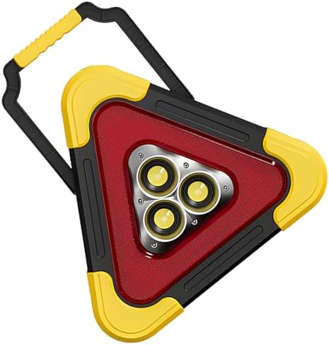 Multi Function Large LED Triangle Warning Light, USB and Solar Rechargeable Emergency Lamp, SOS Mode, 3 Bulb Roadside Flare, Stable Stand for Vehicle Safety, 10.6 x 9.4 in / 270 x 240 mm