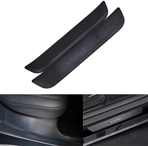 ABS Rear Door Sill Guards Protector Scuff Plate Cover for Tesla Model Y 2021+ Car Door Sill Decal Sticker Pedal Protection Strip (Rear Door sill Strip), (T-DS-TSL-1130)