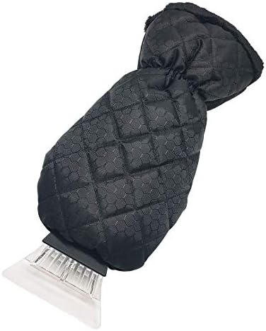 traderplus Waterproof Ice Scraper Mitten Snow Remover Glove with Lined of Thick Fleece for Car Windshield