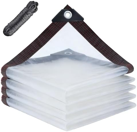 Clear Tarps 7x12ft, Waterproof Tarp Transparent with Grommets for Outdoors Anti-Tear for Chicken Coops Covering Firewood